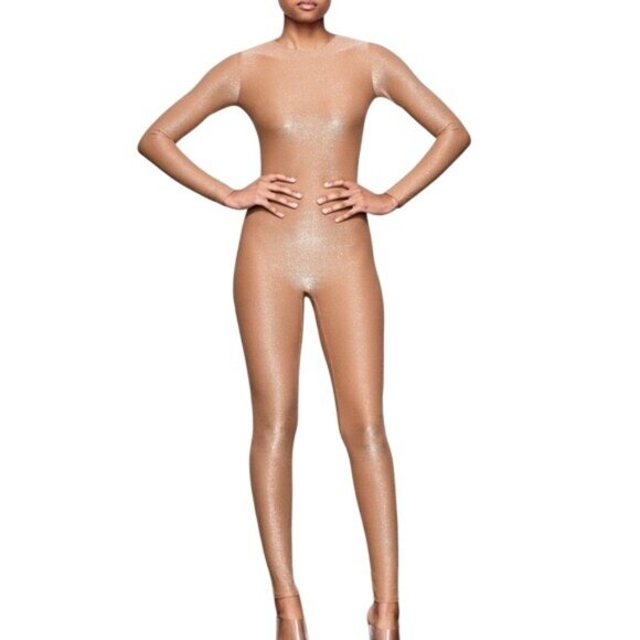 SKIMS Shimmer Catsuit Ochre 4X - Picture 2 of 13